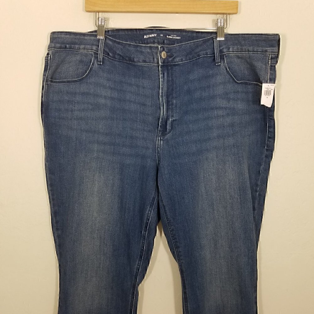 NWT Old Navy High-Rise Super Skinny Stretch Jeans Blue Plus Size 22 - Picture 2 of 5
